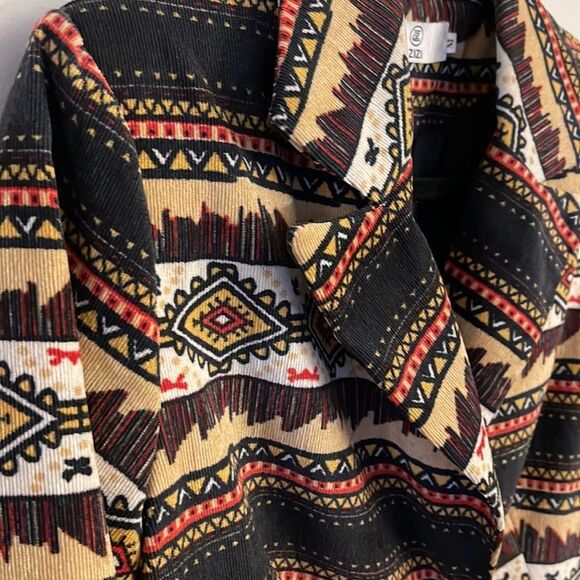 ZIZI Aztec print corduroy blazer medium Aspen Western - Picture 5 of 13
